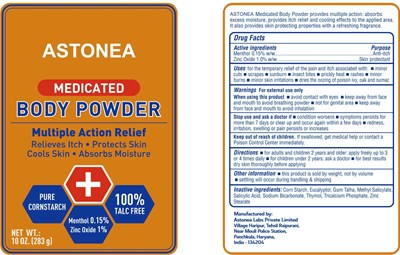 Principal Display And Drug Fact Panel (Astonea Medicated Talc)